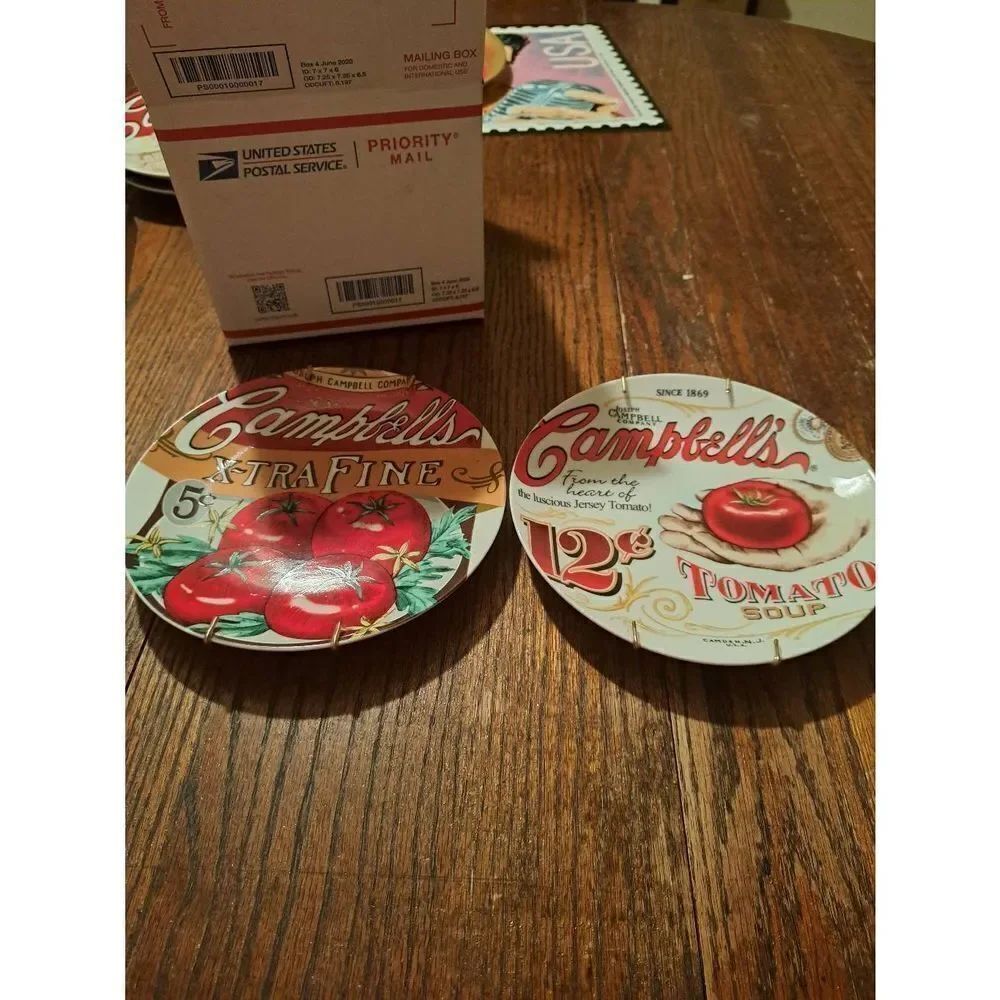 Vintage 2003 Campbells Soup Heritage Collection Collectors Plates Decor Hangers